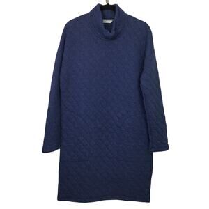 Orvis Quilted Mock Neck Side Pocket Long Sleeve Loungewear Comfy Blue Dress S
